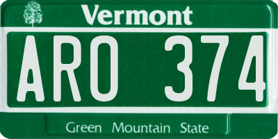 VT license plate ARO374