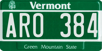 VT license plate ARO384