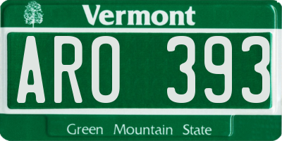 VT license plate ARO393