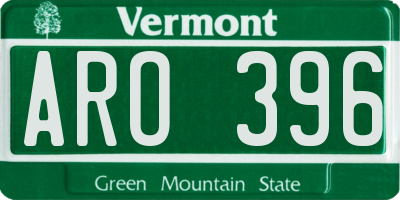 VT license plate ARO396