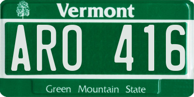 VT license plate ARO416