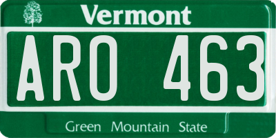 VT license plate ARO463