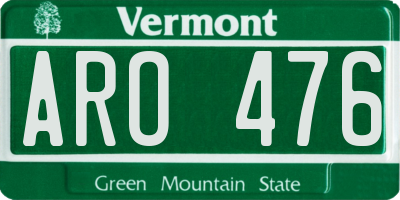VT license plate ARO476