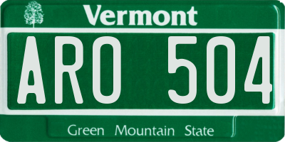 VT license plate ARO504