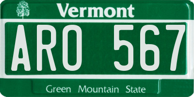 VT license plate ARO567