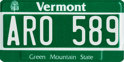 VT license plate ARO589