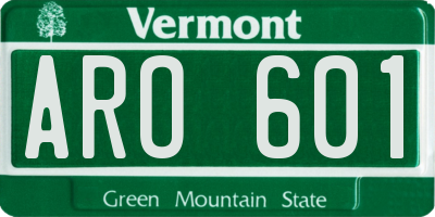 VT license plate ARO601