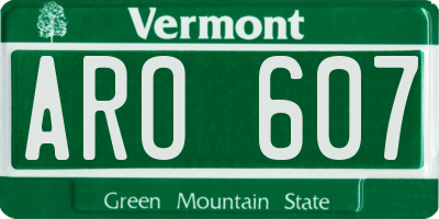 VT license plate ARO607