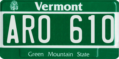 VT license plate ARO610