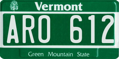 VT license plate ARO612