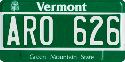 VT license plate ARO626
