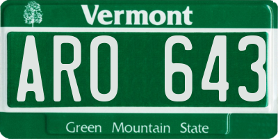 VT license plate ARO643