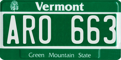 VT license plate ARO663