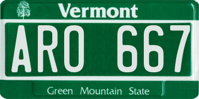 VT license plate ARO667