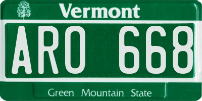 VT license plate ARO668