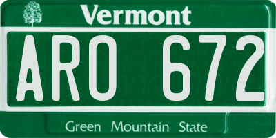 VT license plate ARO672
