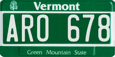 VT license plate ARO678