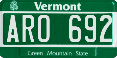 VT license plate ARO692