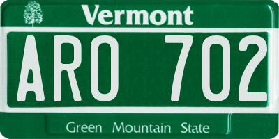 VT license plate ARO702