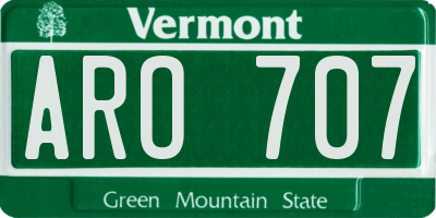 VT license plate ARO707
