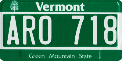 VT license plate ARO718
