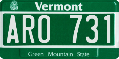VT license plate ARO731