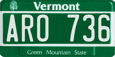 VT license plate ARO736