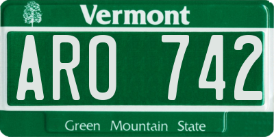 VT license plate ARO742