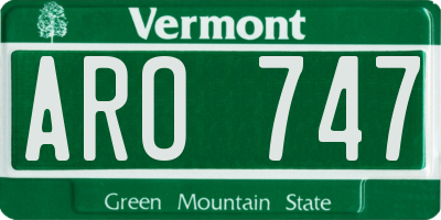 VT license plate ARO747