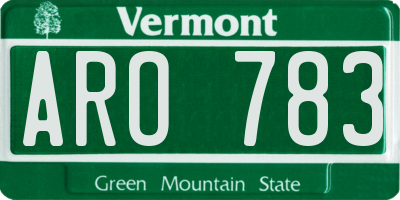 VT license plate ARO783