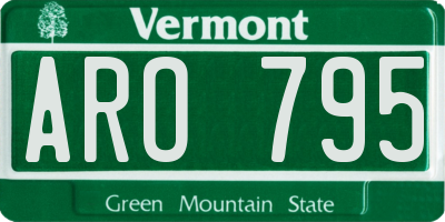 VT license plate ARO795