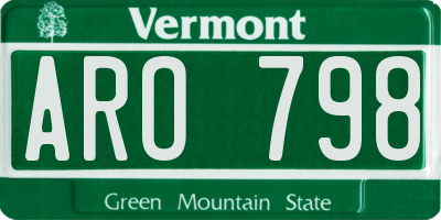 VT license plate ARO798