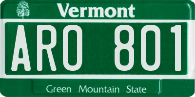 VT license plate ARO801
