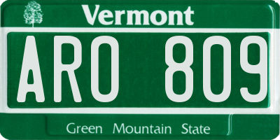 VT license plate ARO809