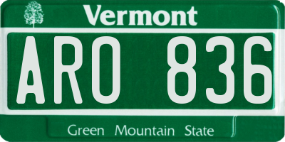 VT license plate ARO836
