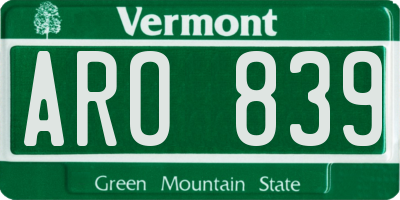 VT license plate ARO839