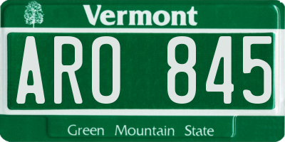 VT license plate ARO845