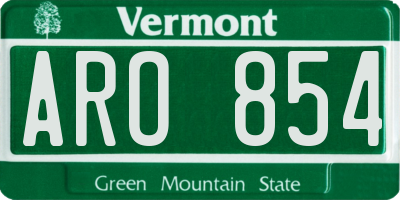 VT license plate ARO854