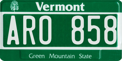 VT license plate ARO858