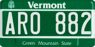 VT license plate ARO882