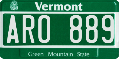 VT license plate ARO889