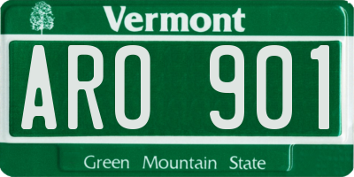 VT license plate ARO901