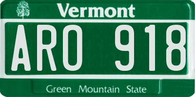VT license plate ARO918