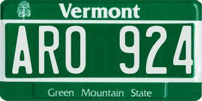 VT license plate ARO924