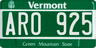 VT license plate ARO925