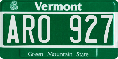 VT license plate ARO927