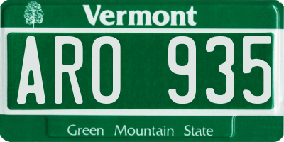 VT license plate ARO935