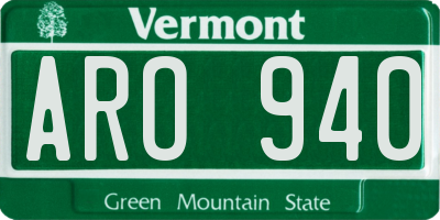 VT license plate ARO940