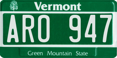 VT license plate ARO947