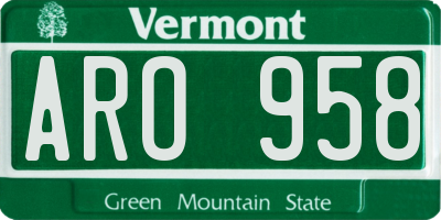 VT license plate ARO958